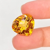  13.30 Cts. Citrine 16x17mm Checkerboard Heart Shape AAA Grade Loose Gemstone - Total 1 Pc.