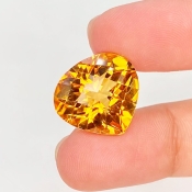  13.30 Cts. Citrine 16x17mm Checkerboard Heart Shape AAA Grade Loose Gemstone - Total 1 Pc.