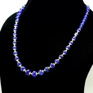 Tanzanite Smooth Rondelle Shape Gemstone Bead Necklace