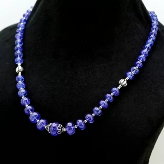 Tanzanite Smooth Rondelle Shape Gemstone Bead Necklace