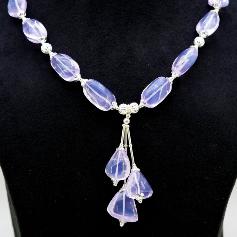 Lavender Quartz Smooth Nuggets Shape Gemstone Beads Necklace