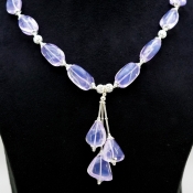 Lavender Quartz Smooth Nuggets Shape Gemstone Beads Necklace