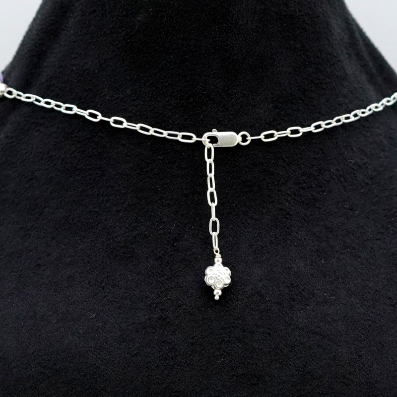 Lavender Quartz Smooth Nuggets Shape Gemstone Beads Necklace