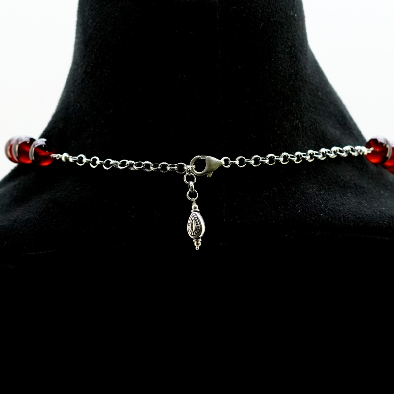 Rose Quartz & Hessonite Garnet Gemstone Beads Necklace