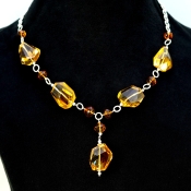 Citrine  Faceted Nuggets & Onion Shape Gemstone Beads Necklace
