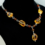 Citrine  Faceted Nuggets & Onion Shape Gemstone Beads Necklace