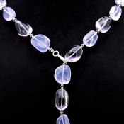 Lavender Quartz & Amethyst Smooth Nuggets  Shape Gemstone Beads Necklace
