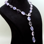 Lavender Quartz & Amethyst Smooth Nuggets  Shape Gemstone Beads Necklace