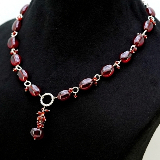 Hessonite Garnet Smooth Oval Shape Gemstone Beads Necklace