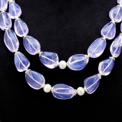 Lavender Quartz Smooth Nuggets Shape Gemstone Beads Necklace
