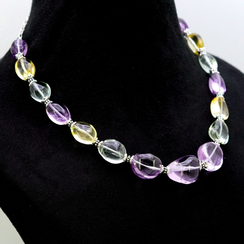 Multi Stones Hand Crafted Nuggets  Shape Gemstone Beads Necklace