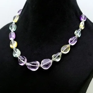 Multi Stones Hand Crafted Nuggets  Shape Gemstone Beads Necklace