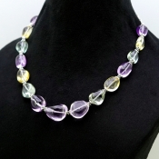 Multi Stones Hand Crafted Nuggets  Shape Gemstone Beads Necklace