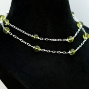 Olive Quartz Hand Crafted Round Shape Gemstone Beads Necklace
