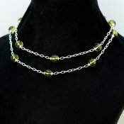 Olive Quartz Hand Crafted Round Shape Gemstone Beads Necklace