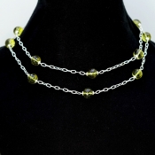 Olive Quartz Hand Crafted Round Shape Gemstone Beads Necklace