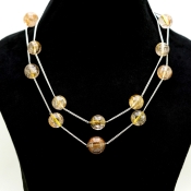 Golden Rutile Hand Crafted Round Shape Gemstone Beads Necklace