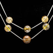 Golden Rutile Hand Crafted Round Shape Gemstone Beads Necklace