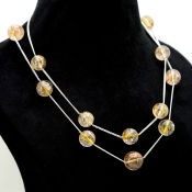 Golden Rutile Hand Crafted Round Shape Gemstone Beads Necklace