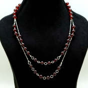 Hessonite Garnet Smooth Rondelle Shape Gemstone Beads Necklace