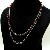 Hessonite Garnet Smooth Rondelle Shape Gemstone Beads Necklace