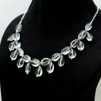 Green Amethyst Hand Crafted Nuggets  Shape Gemstone Beads Necklace