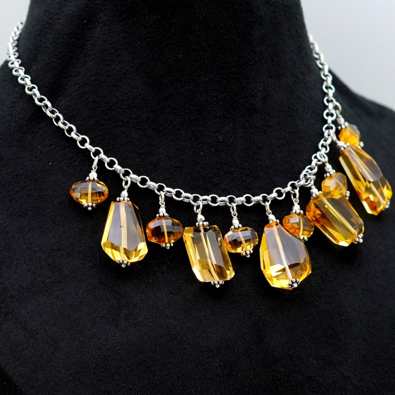 Citrine Hand Crafted Nuggets Shape Gemstone Beads Necklace