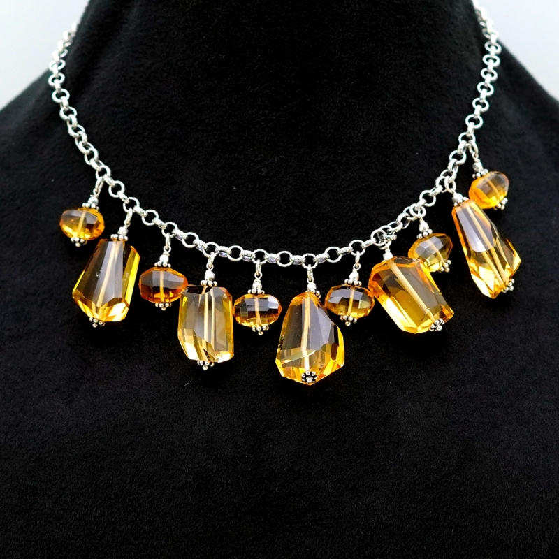 Citrine Hand Crafted Nuggets Shape Gemstone Beads Necklace