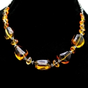 Whisky Quartz & Citrine  Hand Crafted Nuggets Shape Gemstone Beads Necklace