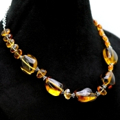 Whisky Quartz & Citrine  Hand Crafted Nuggets Shape Gemstone Beads Necklace
