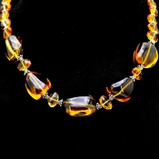Whisky Quartz & Citrine  Hand Crafted Nuggets Shape Gemstone Beads Necklace
