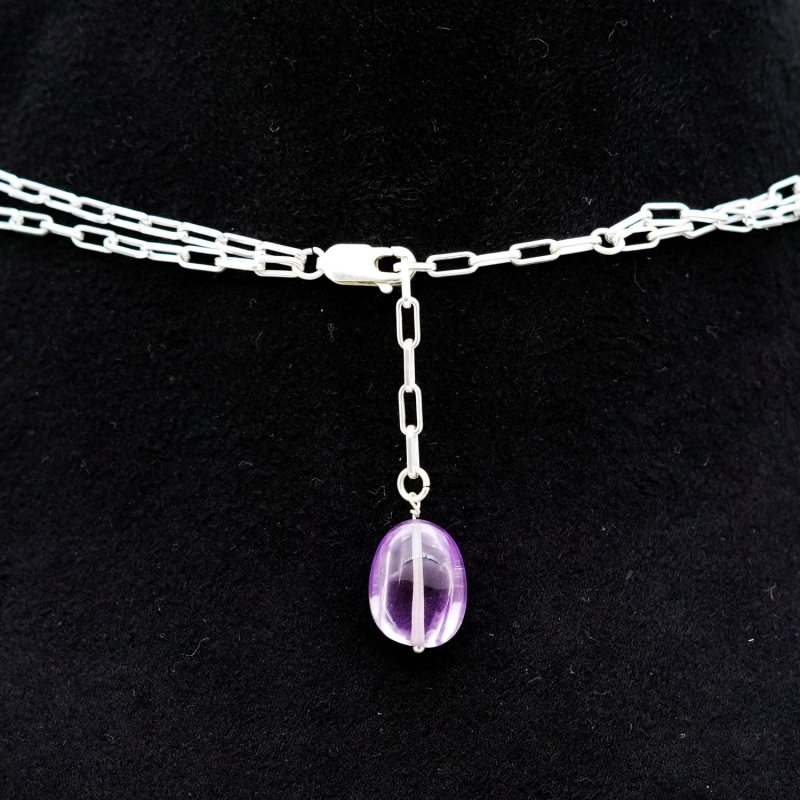 Green & Brazilian Amethyst Hand Crafted Nuggets Shape Gemstone Beads Necklace