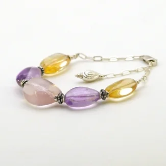 Multi Stones Hand Crafted Nuggets Shape Gemstone Beads Bracelet