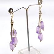 Lavender Quartz Smooth Nuggets  Shape Gemstone Beads Earring