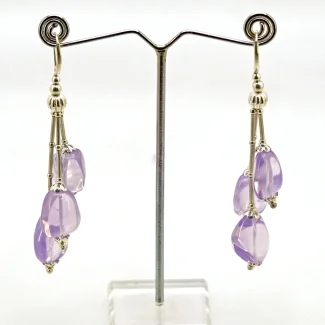 Lavender Quartz Smooth Nuggets  Shape Gemstone Beads Earring