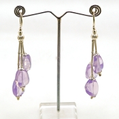 Lavender Quartz Smooth Nuggets  Shape Gemstone Beads Earring