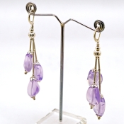 Lavender Quartz Smooth Nuggets  Shape Gemstone Beads Earring