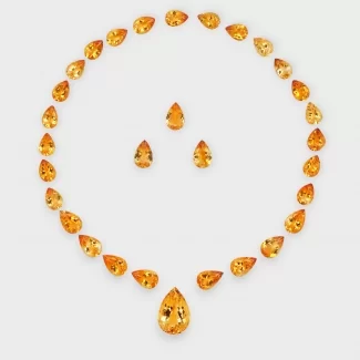 75 Cts. Citrine 10x7-12x8-20x14mm Faceted Pear Shape AAA Grade Gemstones Layout -  Total 31 Pcs.