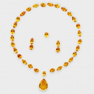 67.8 Cts. Citrine 9x7-21x16mm Faceted Oval,Pear,Marquise Shape AA Grade Gemstones Layout -  Total 35 Pcs.