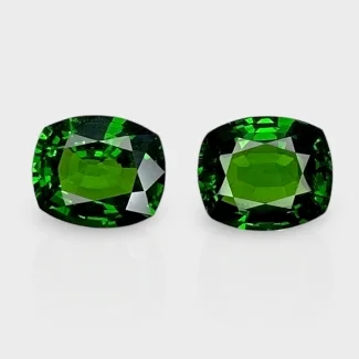 5.18 Cts. Tsavorite Garnet 9.05x7.66mm Faceted Cushion Shape AAA Grade Matched Gemstones Pair - Total 2 Pcs.