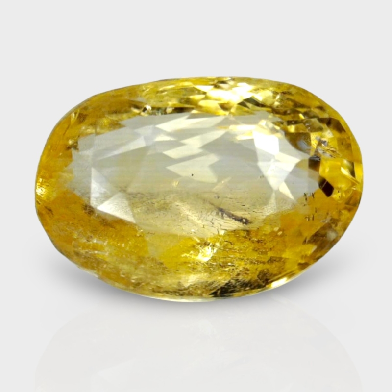 4.18 Cts. Yellow Sapphire 10.97x7.49mm Faceted Oval Shape AA+ Grade Loose Gemstone - Total 1 Pc.