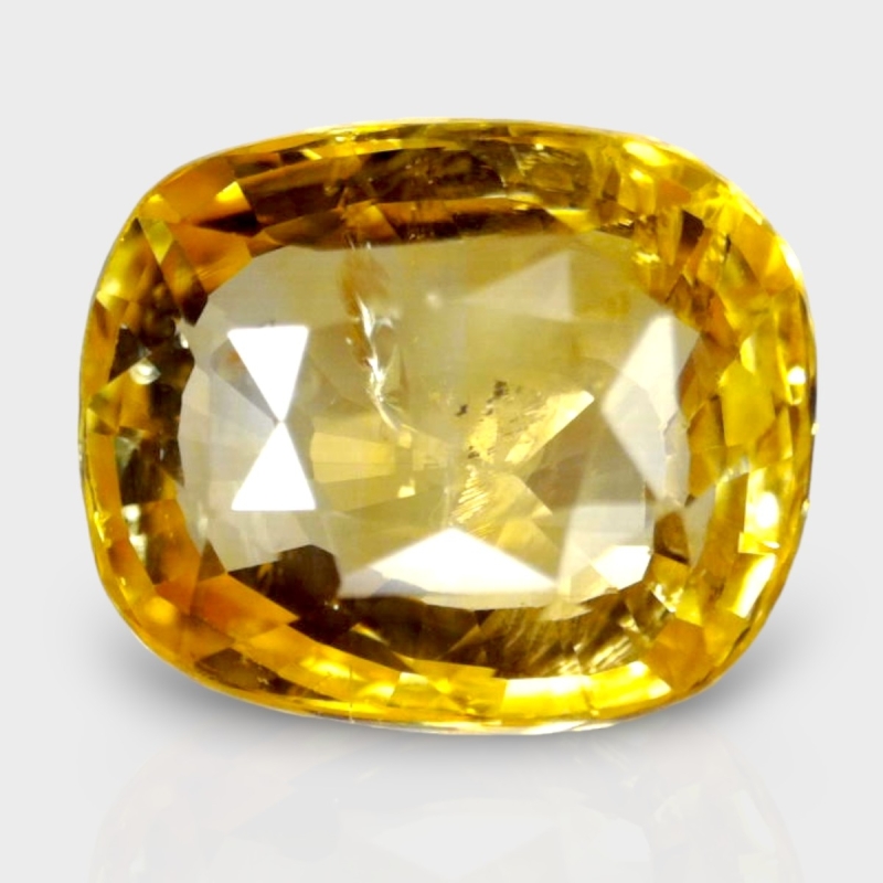 4.29 Cts. Yellow Sapphire 9.66x7.91mm Faceted Cushion Shape A+ Grade Loose Gemstone - Total 1 Pc.