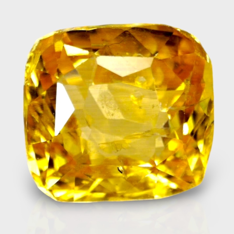 3.53 Cts. Yellow Sapphire 8.27x7.57mm Faceted Square Cushion  Shape A+ Grade Loose Gemstone - Total 1 Pc.