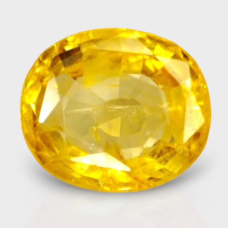 3.08 Cts. Yellow Sapphire 9.52x8.09mm Faceted Oval Shape A+ Grade Loose Gemstone - Total 1 Pc.
