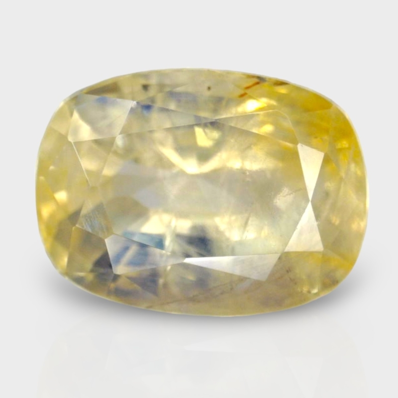 4.45 Cts. Yellow Sapphire 10.10x7.40mm Faceted Cushion Shape A+ Grade Loose Gemstone - Total 1 Pc.