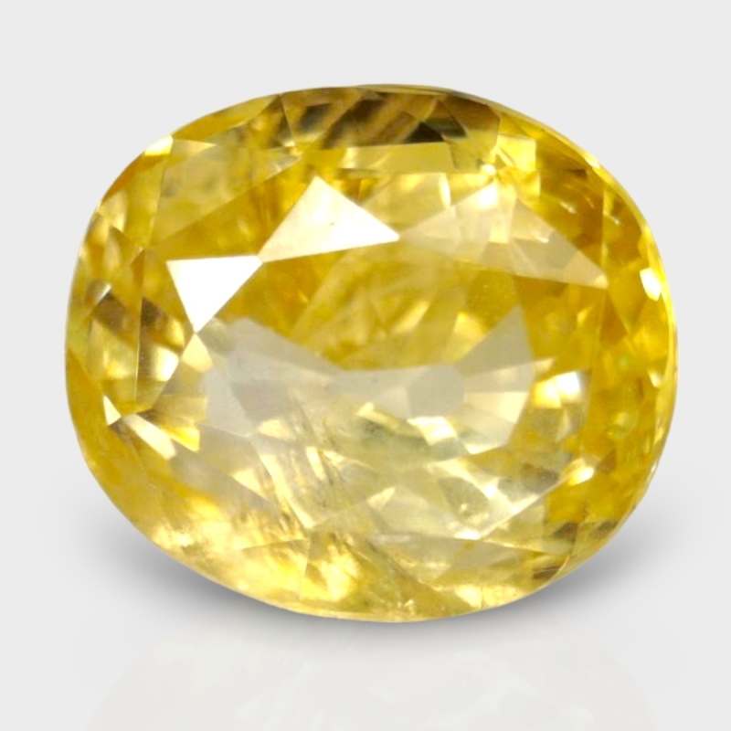 4.04 Cts. Yellow Sapphire 8.91x7.64mm Faceted Oval Shape A+ Grade Loose Gemstone - Total 1 Pc.