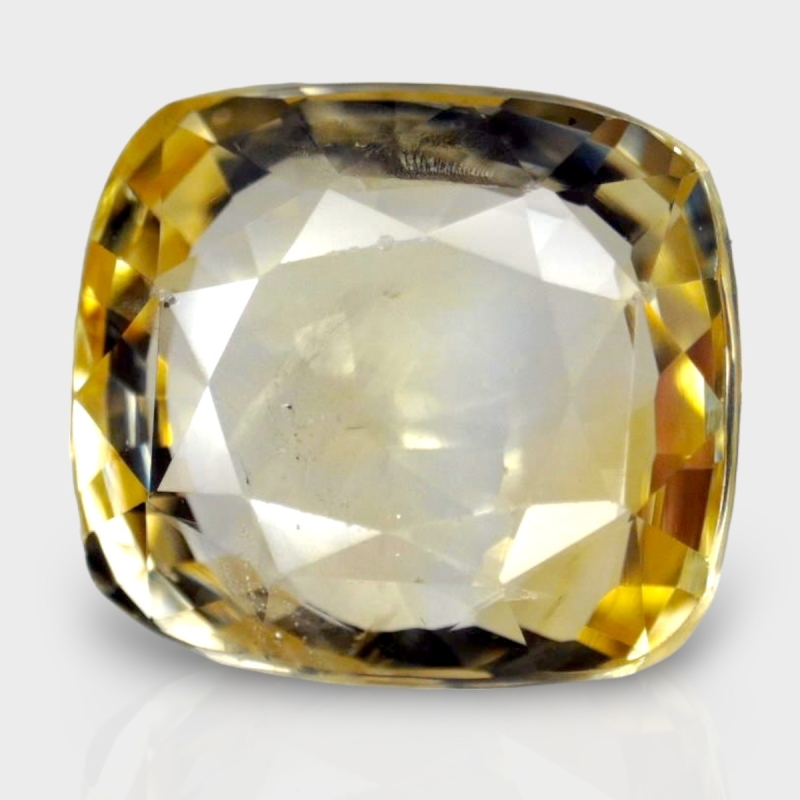 5.6 Cts. Yellow Sapphire 10.50x9.40mm Faceted Cushion Shape A+ Grade Loose Gemstone - Total 1 Pc.