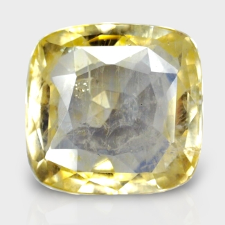 7.41 Cts. Yellow Sapphire 11.12x10.63mm Faceted Square Cushion  Shape A+ Grade Loose Gemstone - Total 1 Pc.