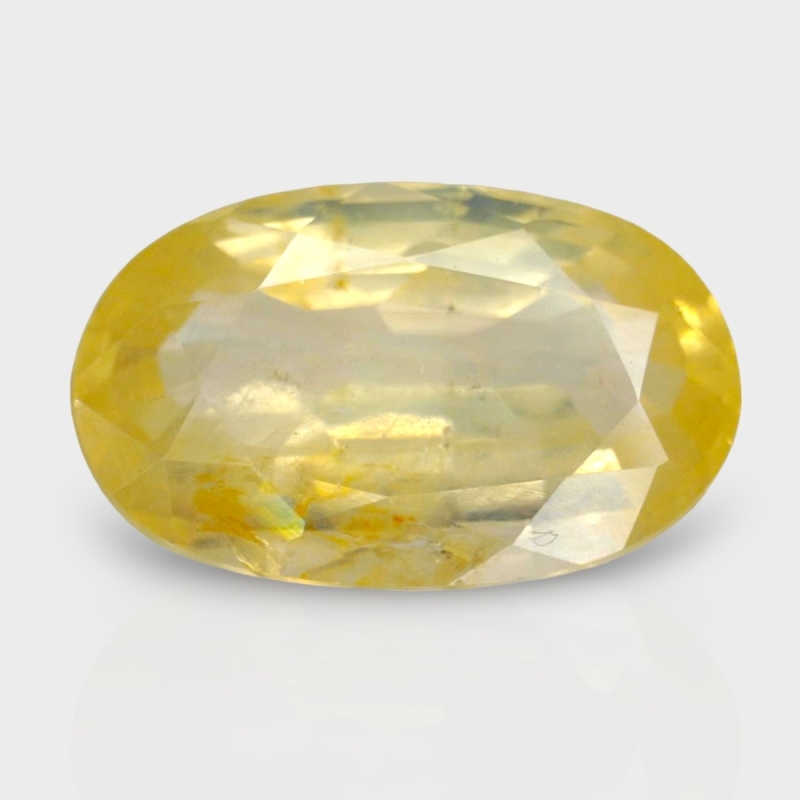 6.19 Cts. Yellow Sapphire 14x8.4mm Faceted Oval Shape A+ Grade Loose Gemstone - Total 1 Pc.