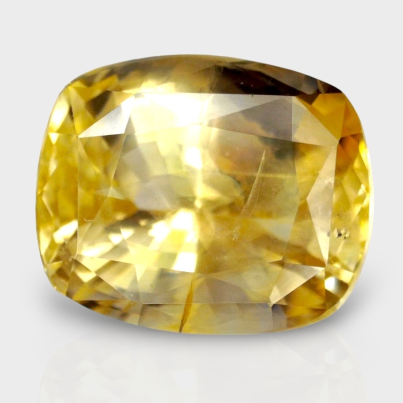 6.66 Cts. Yellow Sapphire 11.22x9.16mm Faceted Cushion Shape A+ Grade Loose Gemstone - Total 1 Pc.